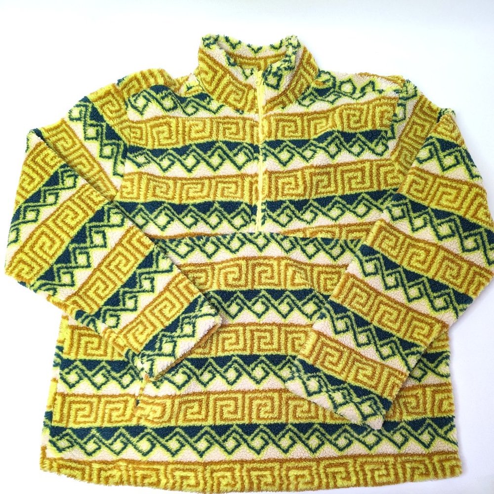 Urban Frontier Aztez Print Green Orange Polyester Sherpa Jacket Men's Size Large